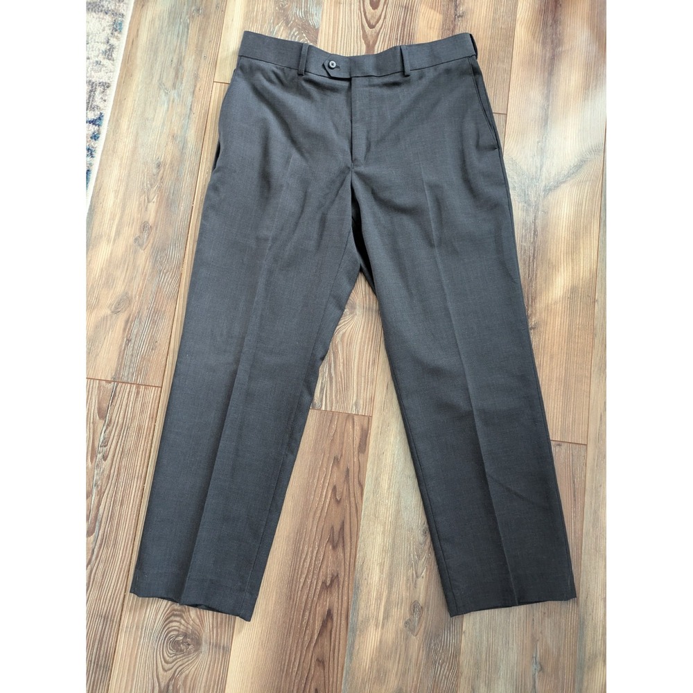 Stafford Charcoal Gray Worsted Wool Straight Leg Dress Pants Mens 36 x 30